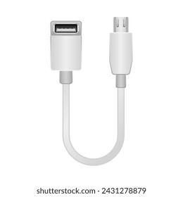 This is an illustration of Micro USB Type-B 2.0 from the white conversion cable_USB Type-A 2.0 Femalee.