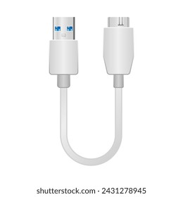 This is an illustration of Micro USB Type-B 3.0 from white conversion cable _USB Type-A 3.0.