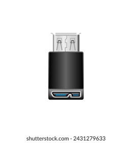 This is an illustration of Micro USB Type-B 3.0 from a black conversion adapter_usb Type-A female.