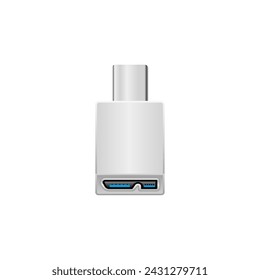 This is an illustration of Micro USB Type-B 3.0 from white conversion adapter _USB Type-C.