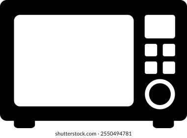 Esta é uma ilustração de um ícone de silhueta de forno de micro-ondas.