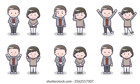 This is an illustration of a middle-aged man and woman in casual clothes.