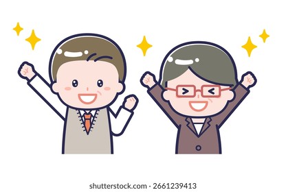 This is an illustration of the "Middle-aged office worker" man and woman.