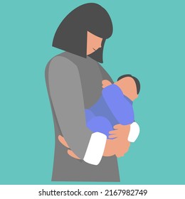 Esta es una ilustración de una madre trabajando duro para criar a su hijo.