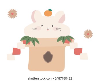 This is an illustration of a mouse  that decorates the Japanese New Year.