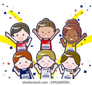 This is an illustration of multinational spectators 01 enjoying watching sports.
