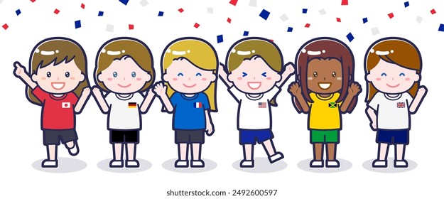 This is an illustration of multinational spectators 01 enjoying watching sports.