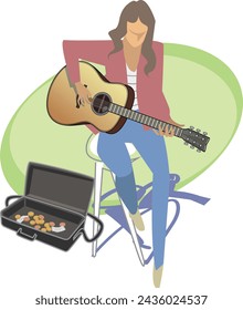 This is an illustration of a musician performing on the street.