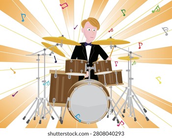 This is an illustration of a musician playing the drums.