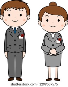 This is an illustration of a new employee in the entrance ceremony. 