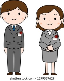 This is an illustration of a new employee in the entrance ceremony. 