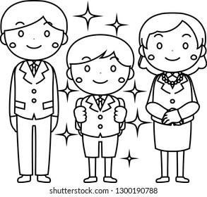 This is an illustration of a new student at the entrance ceremony.