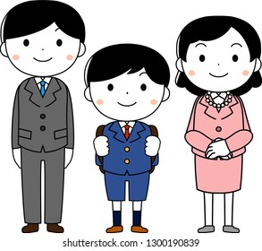 This is an illustration of a new student at the entrance ceremony.