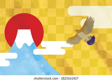 This is an illustration of an object that is said to be good luck to see in the first dream of the New Year in Japan.