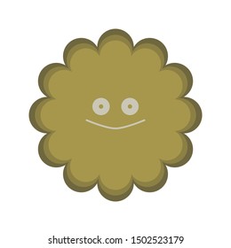 This is an illustration of a offensive dark yellow bacteria with a facial expression.