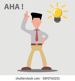 This is the illustration of an office worker who got an idea to overcome any problems