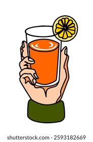 This is an illustration og a hand with some drink