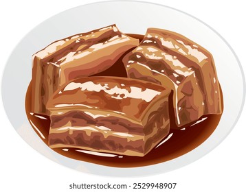 Esta é uma ilustração de rafute de cozinha okinawana (porco cozido).