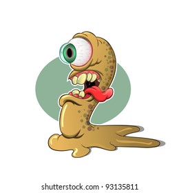 This is an illustration of a one-eyed worm creature.   The image was completed in multiply layers for easy editing.