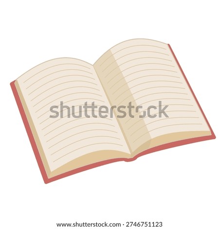 This is an illustration of an open book viewed diagonally. It is an illustration with the image of writing and stories.