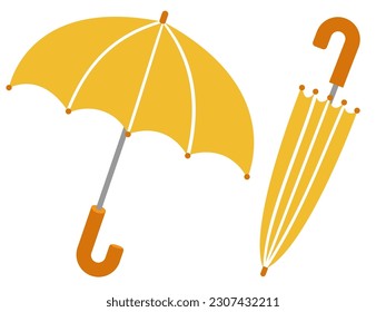 This is an illustration of an open umbrella and a closed umbrella.