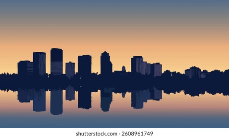 This illustration of the Orlando, Florida skyline highlights the vibrant energy of this famous city