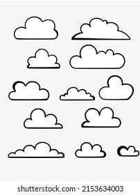 esta ilustración describe las nubes de diferentes formas y tamaños