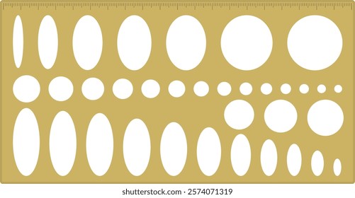 This is an illustration of an oval ruler, one of the cartoon drawing materials.