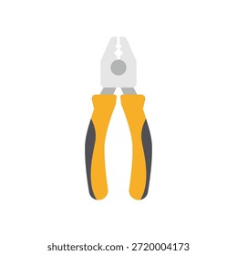 This is an illustration of a pair of pliers with yellow and gray handles. The pliers are depicted against a clean white background, making them the focal point of the image. The image could be used in a variety of contexts, such as in a hardware store or in a manual for a DIY project.
