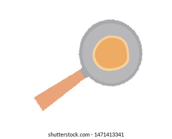 
This is an illustration of a pancake on a frying pan.