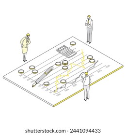 Das ist eine Darstellung von Leuten, die Aktienkurse überprüfen.