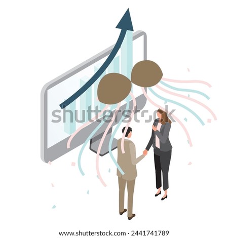 This is an illustration of people whose sales have skyrocketed after signing a contract.