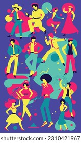 This illustration is perfect for use as decor for disco parties, retro events, and other similar events that require a bright and fun vibe.