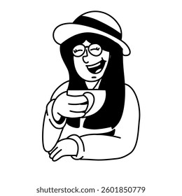 This illustration is perfect for use in café promotional materials, coffee-related blog articles, menu designs, or other design projects.