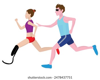 This is an illustration of a person with a disability participating in the universal relay.