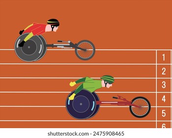 This is an illustration of a person with a disability racing in a wheelchair.
