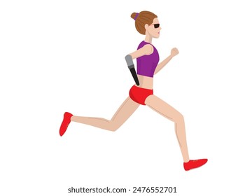 This is an illustration of a person with a disability running using a prosthetic arm.