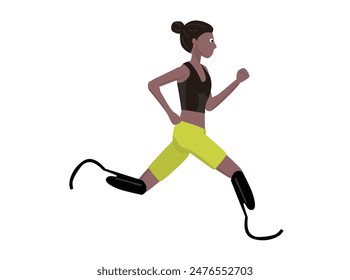 This is an illustration of a person with a disability running using a prosthetic leg.