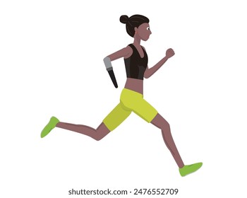 This is an illustration of a person with a disability running using a prosthetic arm.