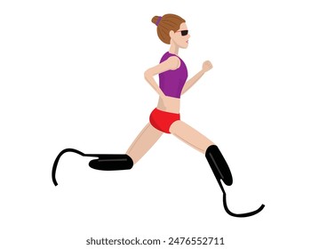 This is an illustration of a person with a disability running using a prosthetic leg.