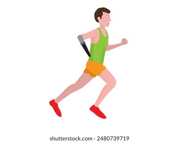 This is an illustration of a person with a disability running using a prosthetic arm.