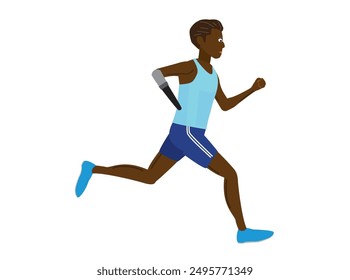 This is an illustration of a person with a disability running using a prosthetic leg.