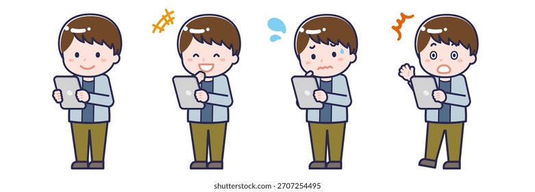 This is an illustration of a person using a tablet.