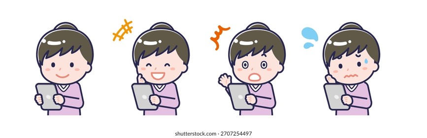 This is an illustration of a person using a tablet.