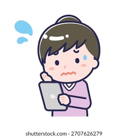 This is an illustration of a person using a tablet.