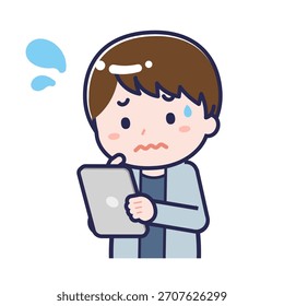 This is an illustration of a person using a tablet.