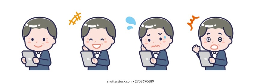 This is an illustration of a person using a tablet.