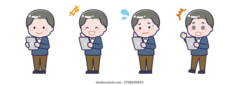 This is an illustration of a person using a tablet.