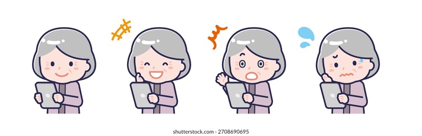 This is an illustration of a person using a tablet.