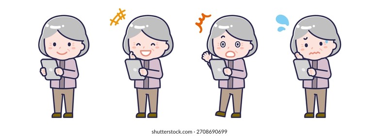This is an illustration of a person using a tablet.